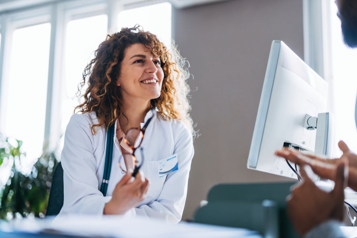 Physician with a colleague in a clinical setting