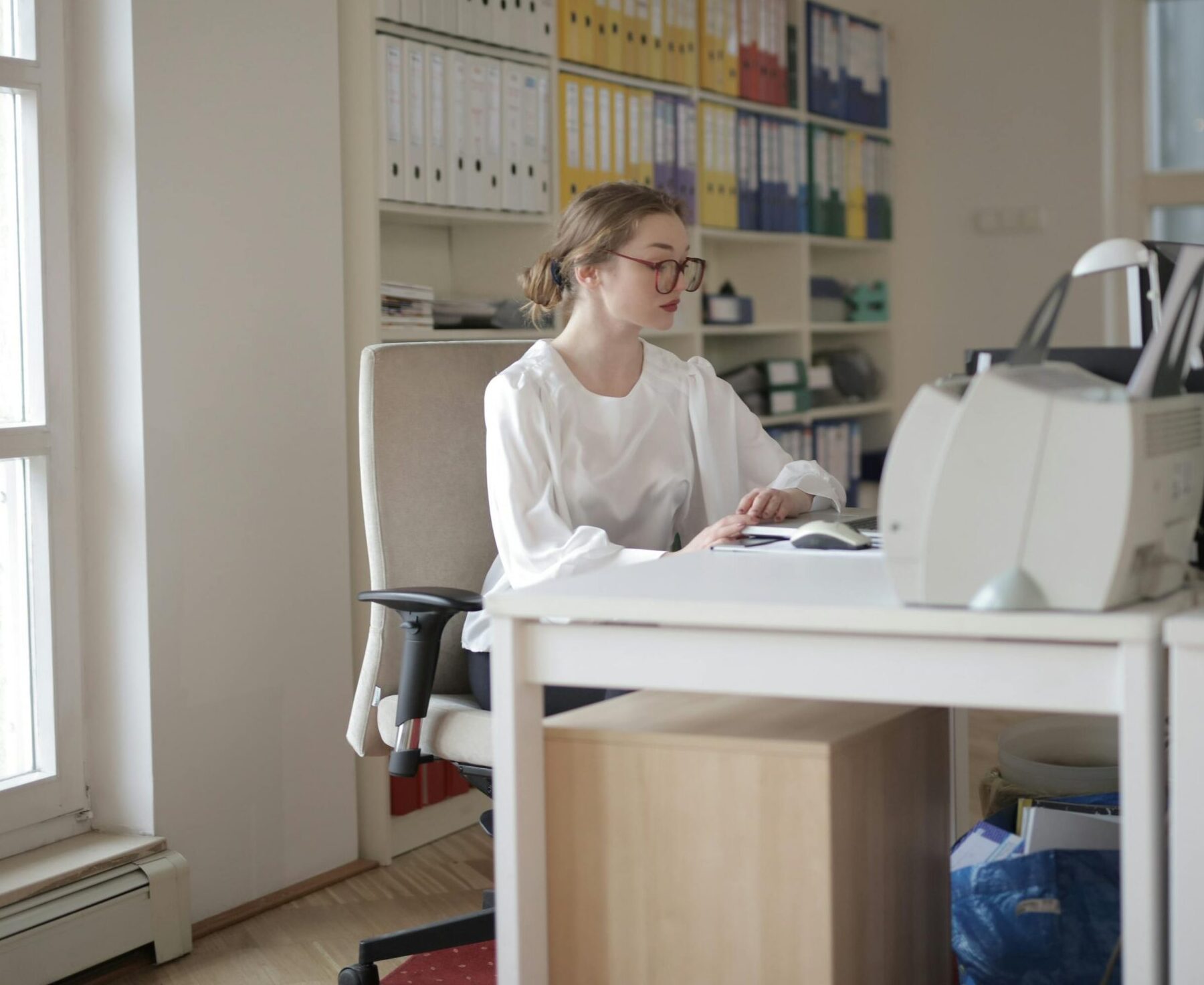 woman working at a computer