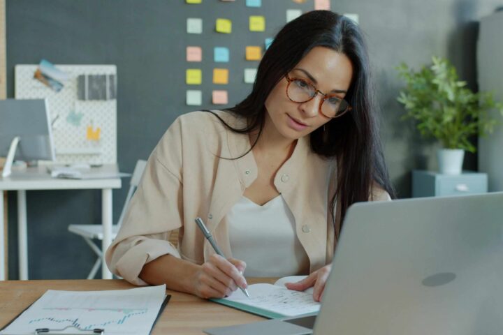 woman working at computer in office